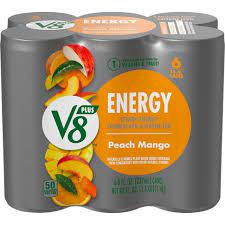 V8 Fusion Energy Peach Mango 8 oz - 6 count